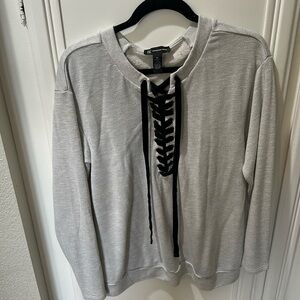 INC lace up crewneck